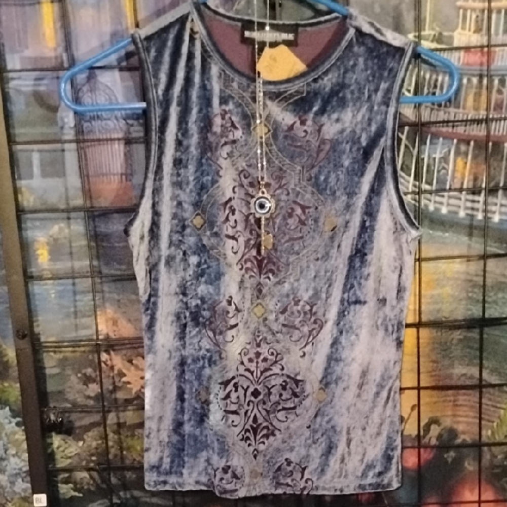 Blue Velvet Sleeveless Top